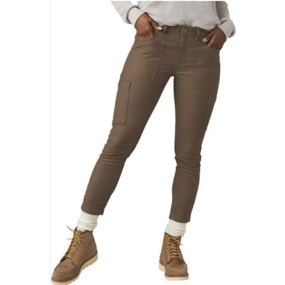Prana Nikit Slate Olive Green Cargo Skinny Hiking Pants 12 - Picture 1 of 5